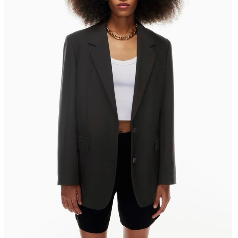 Aritzia Babaton New Agency Solid Black Fully Lined Single Breasted Blazer Large